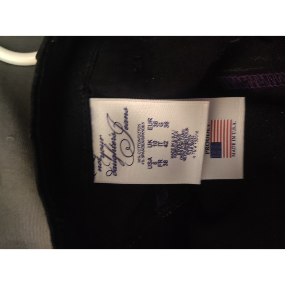NYDJ Not Your Daughters Jeans Black Crystal Stripe Straight Leg Denim Size 6 - Picture 5 of 5
